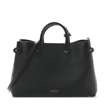 Burberry Grainy Calfskin House Check Large Banner Tote Black 1 of 10