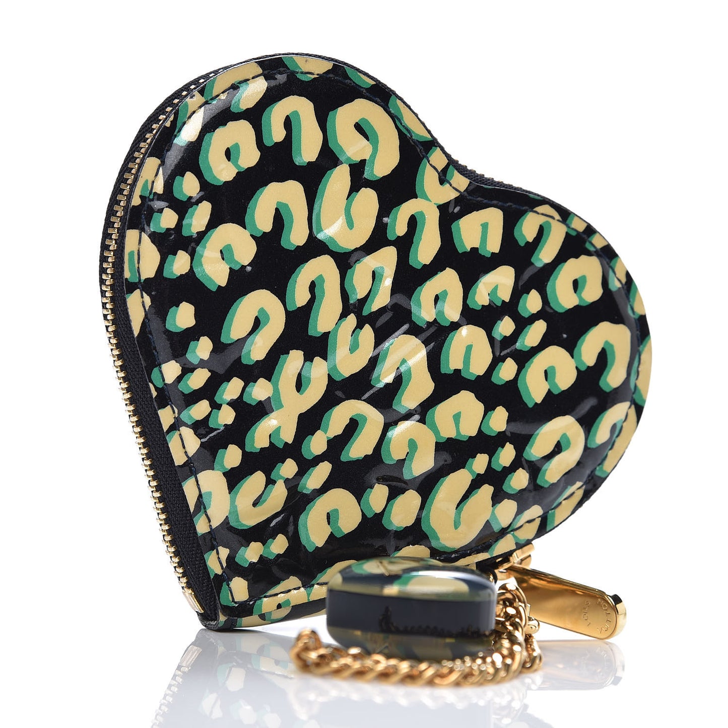 Vernis Leopard Coeur Heart Coin Purse Blue Infini