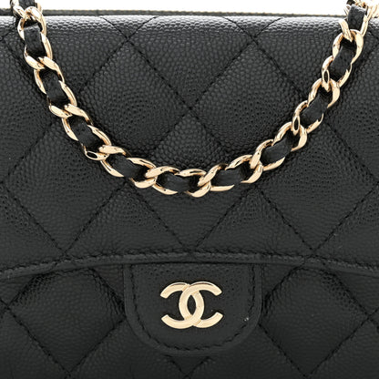 Chanel Caviar Quilted Flap Phone Holder With Chain Black 10 of 14
