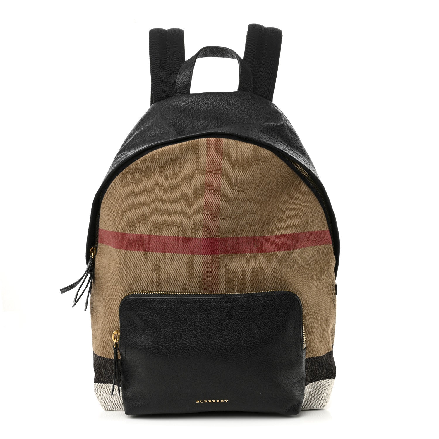 Burberry Mega Check Calfskin Abbeydale Simple Backpack Black Camel 1 of 19