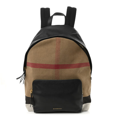 Burberry Mega Check Calfskin Abbeydale Simple Backpack Black Camel 1 of 19