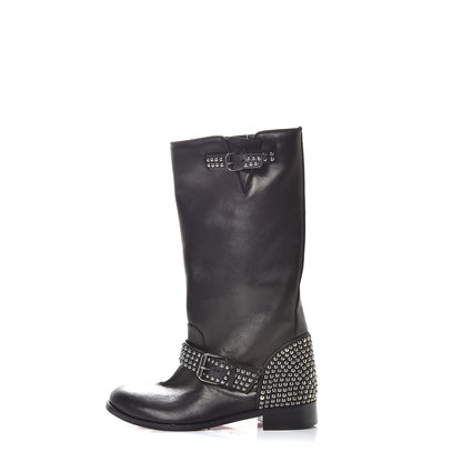 Christian Louboutin Calfskin Studded Bicloubutu 70 Boots 38 Black 1 of 9