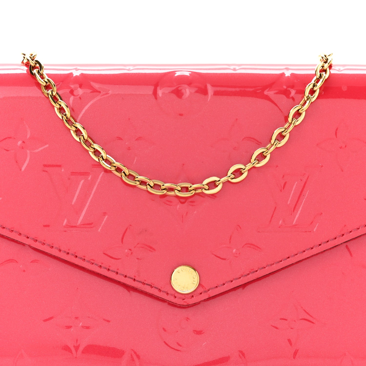 Louis Vuitton Vernis Felicie Pochette Chain Wallet Hot Pink 9 of 11