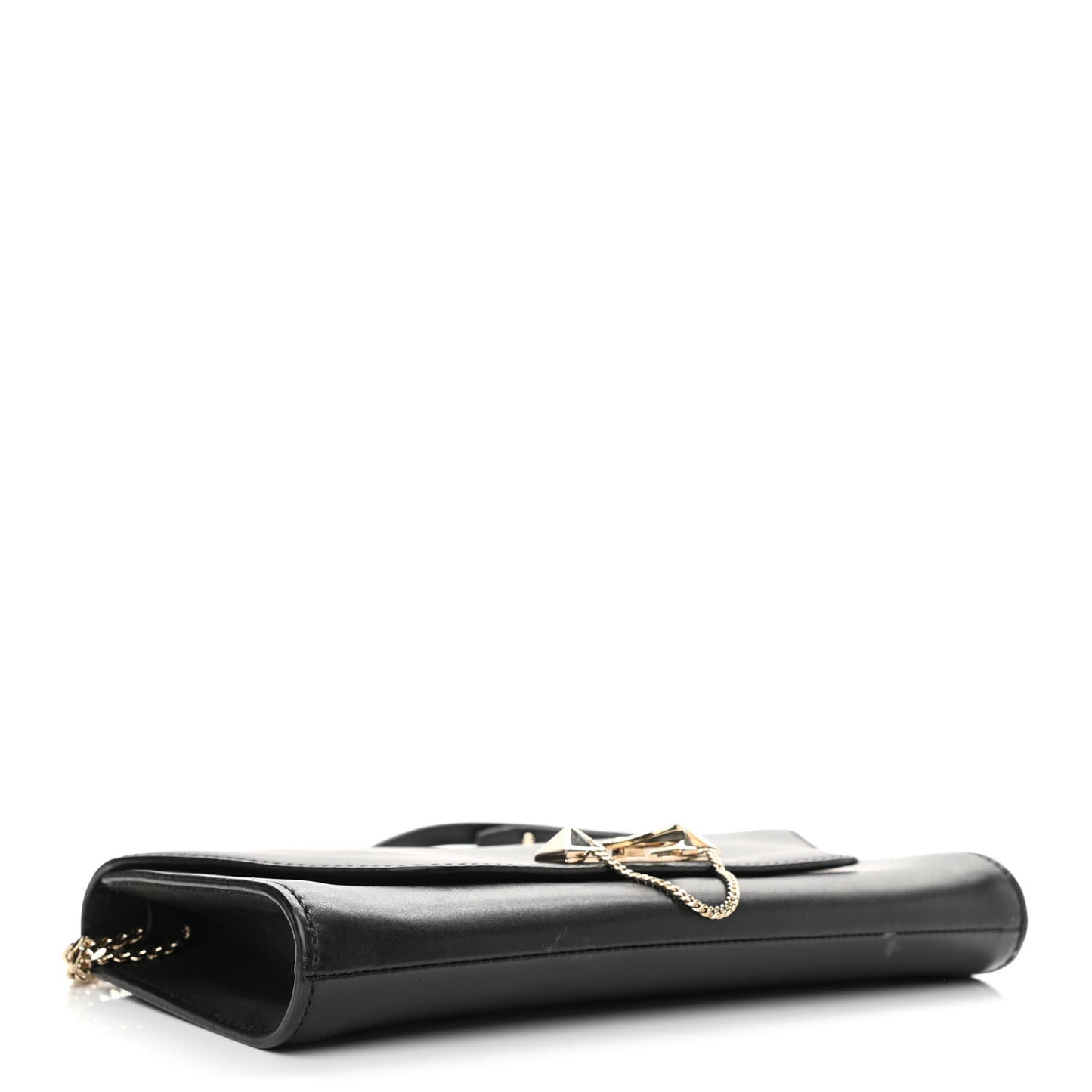 Vitello Demilune Chain Clutch Black