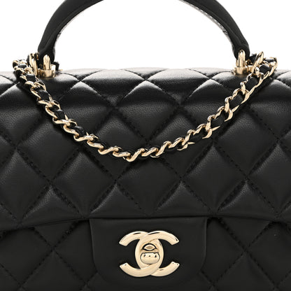 Chanel Lambskin Quilted Mini Top Handle Rectangular Flap Black 8 of 12