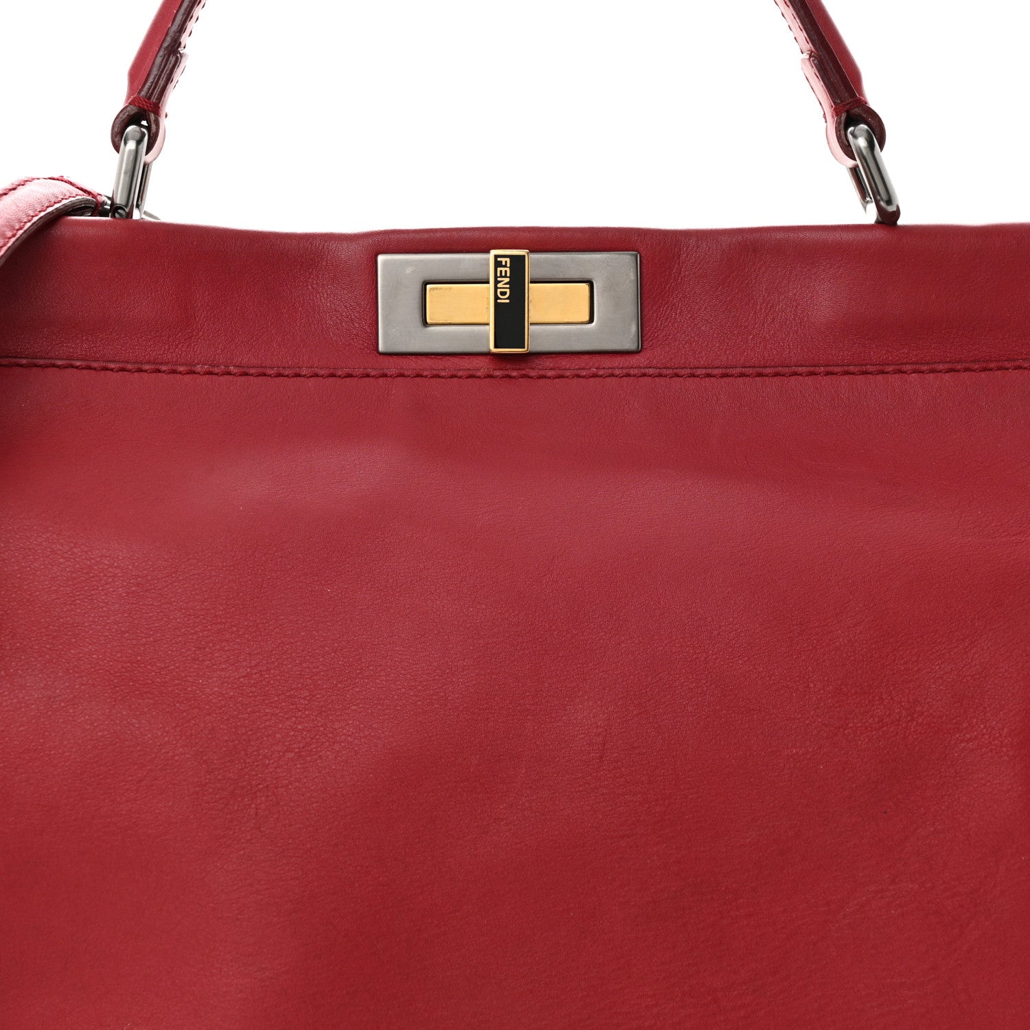 Fendi Vitello Suede Large Peekaboo Iconic Satchel Rubino Peonia 9 of 16