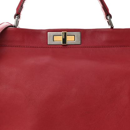 Fendi Vitello Suede Large Peekaboo Iconic Satchel Rubino Peonia 9 of 16