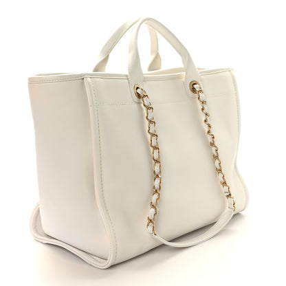 Chanel Calfskin Medium Deauville Tote White Multicolor 4 of 12