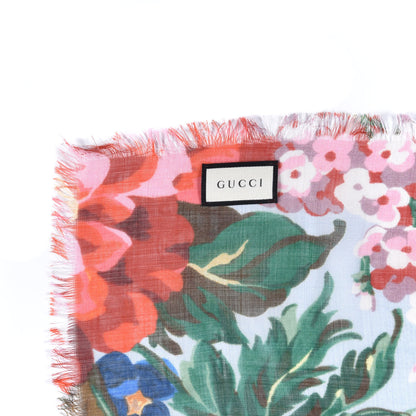 Gucci Wool Josephine Square Shawl Sky Blue Pink 3 of 4