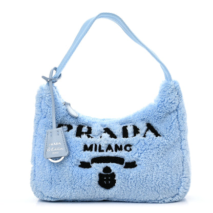 Prada Terry Cloth Mini Re-Edition 2000 Bag Celeste Black 1 of 9