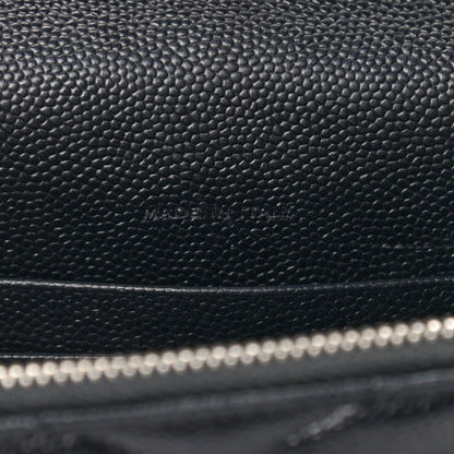 Saint Laurent Grain De Poudre Matelasse Chevron Monogram Envelope Chain Wallet Black 6 of 11