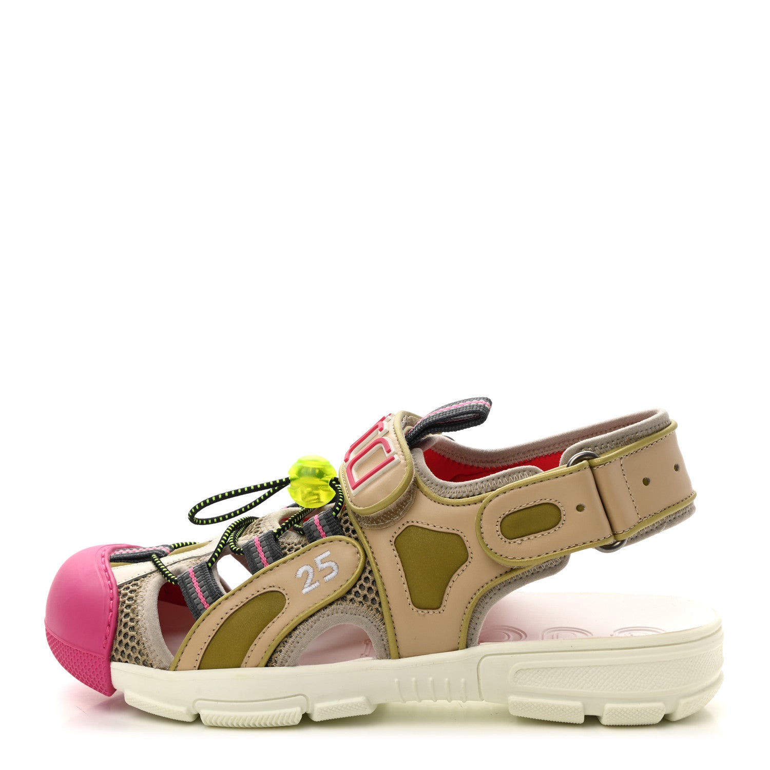 Gucci Mesh Fabric Tinsel Sport Sandals 37 Loess Sand Box Pink 1 of 10