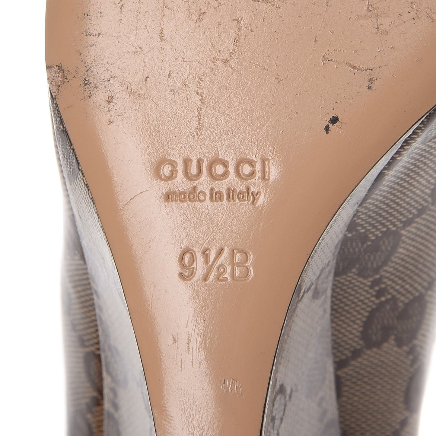 Crystal Monogram Wedges Pumps 9.5 Beige Ebony