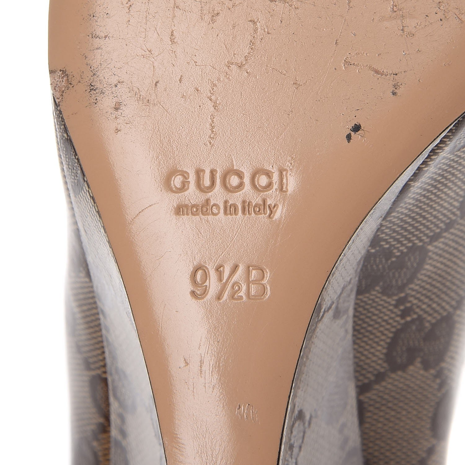 Gucci Crystal Monogram Wedges Pumps 9.5 Beige Ebony 8 of 12