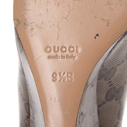 Gucci Crystal Monogram Wedges Pumps 9.5 Beige Ebony 8 of 12