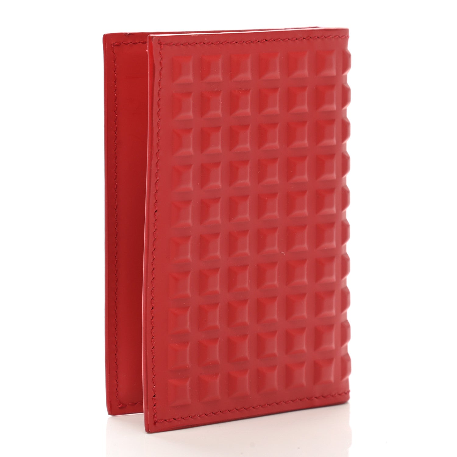Balenciaga Calfskin Grid Embossed Passport Cover Rouge Vermillon 3 of 9
