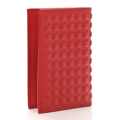 Balenciaga Calfskin Grid Embossed Passport Cover Rouge Vermillon 3 of 9