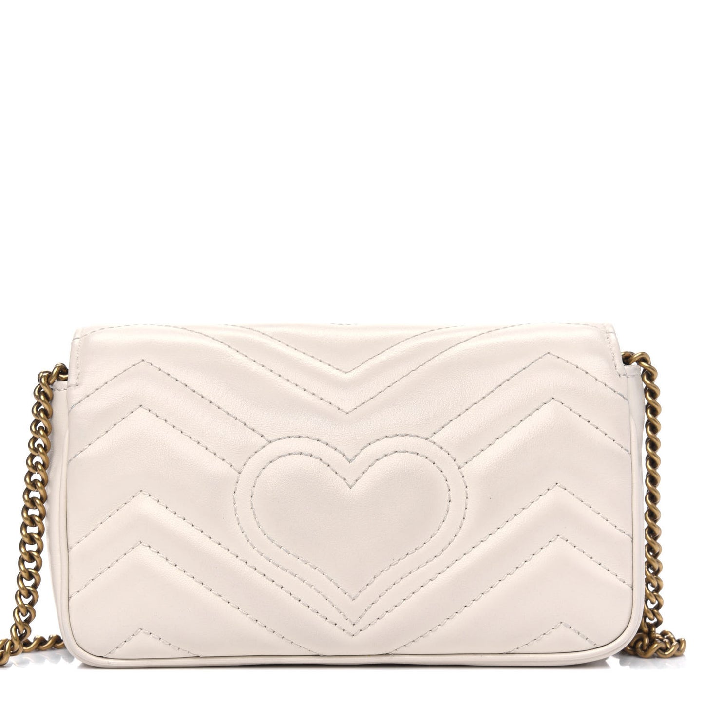 Calfskin Matelasse Super Mini GG Marmont Shoulder Bag White