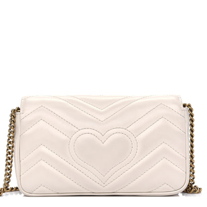 Gucci Calfskin Matelasse Super Mini GG Marmont Shoulder Bag White 6 of 6