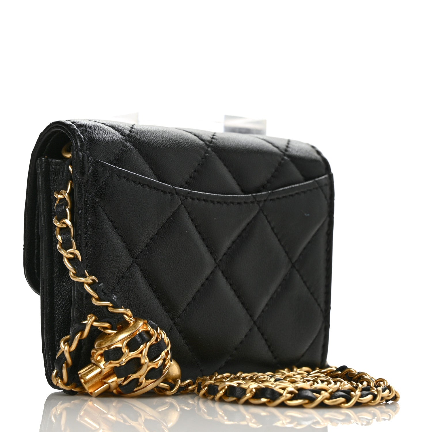 Chanel Lambskin Quilted Pearl Crush Clutch With Chain Black 2 of 8