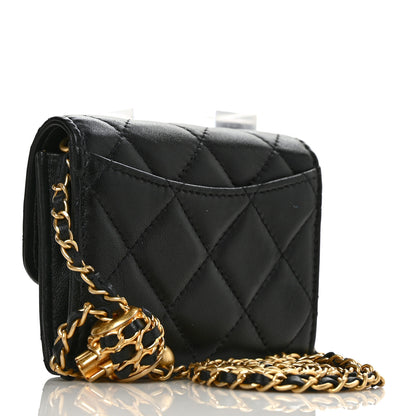 Chanel Lambskin Quilted Pearl Crush Clutch With Chain Black 2 of 8