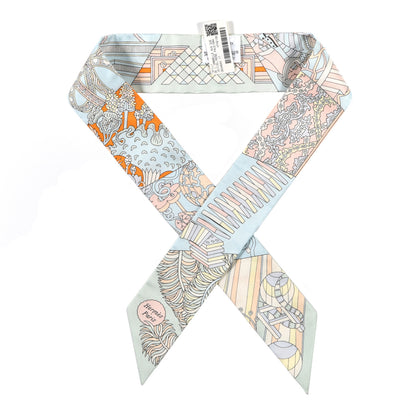 Hermes Silk De l'Ombrelle Aux Duels Twilly Ciel Rose Pale Orange 1 of 3