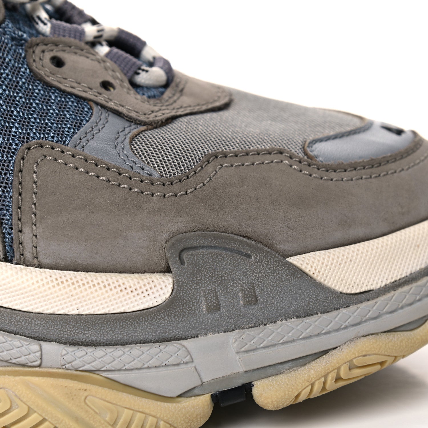Balenciaga Fabric Mesh Mens Triple S Sneakers 41 Beige Bleu Gray 15 of 18