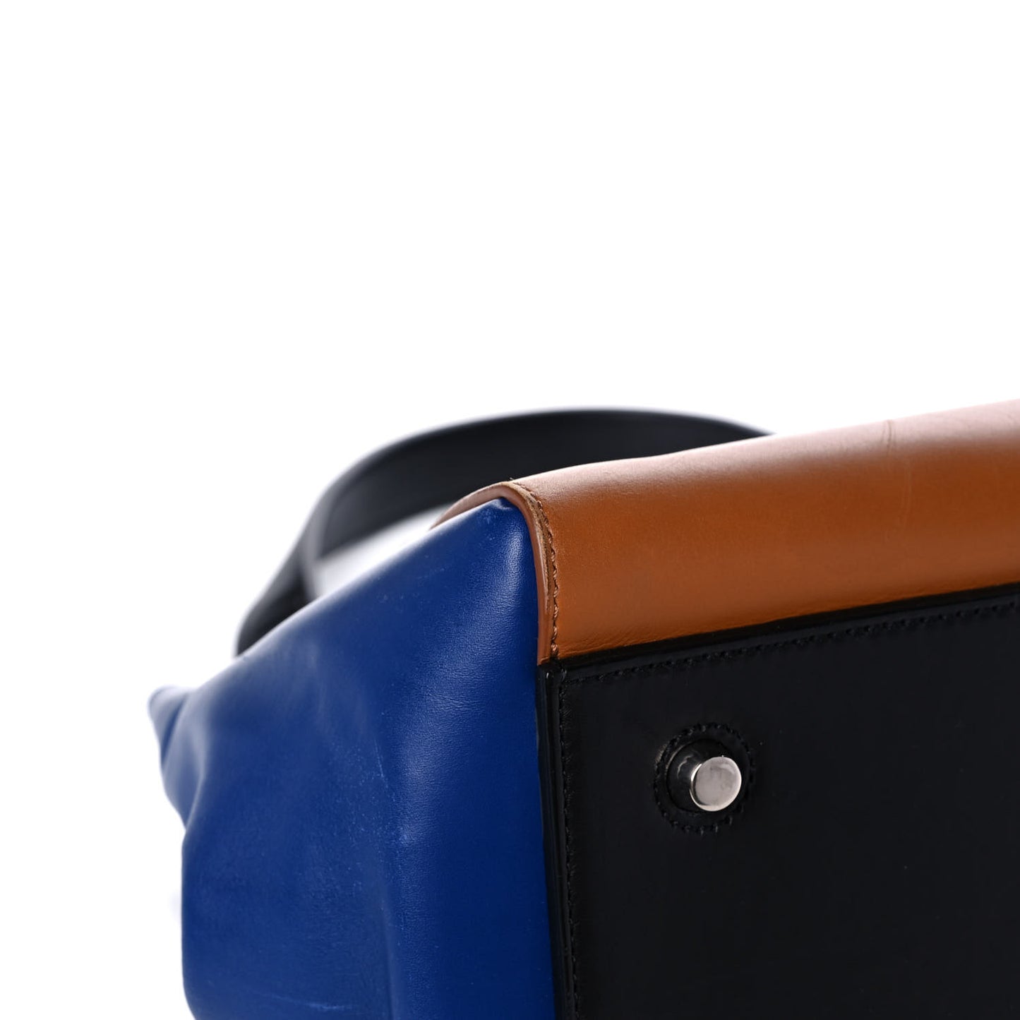 Smooth Calfskin Medium Tri-Color Edge Shoulder Bag Tan