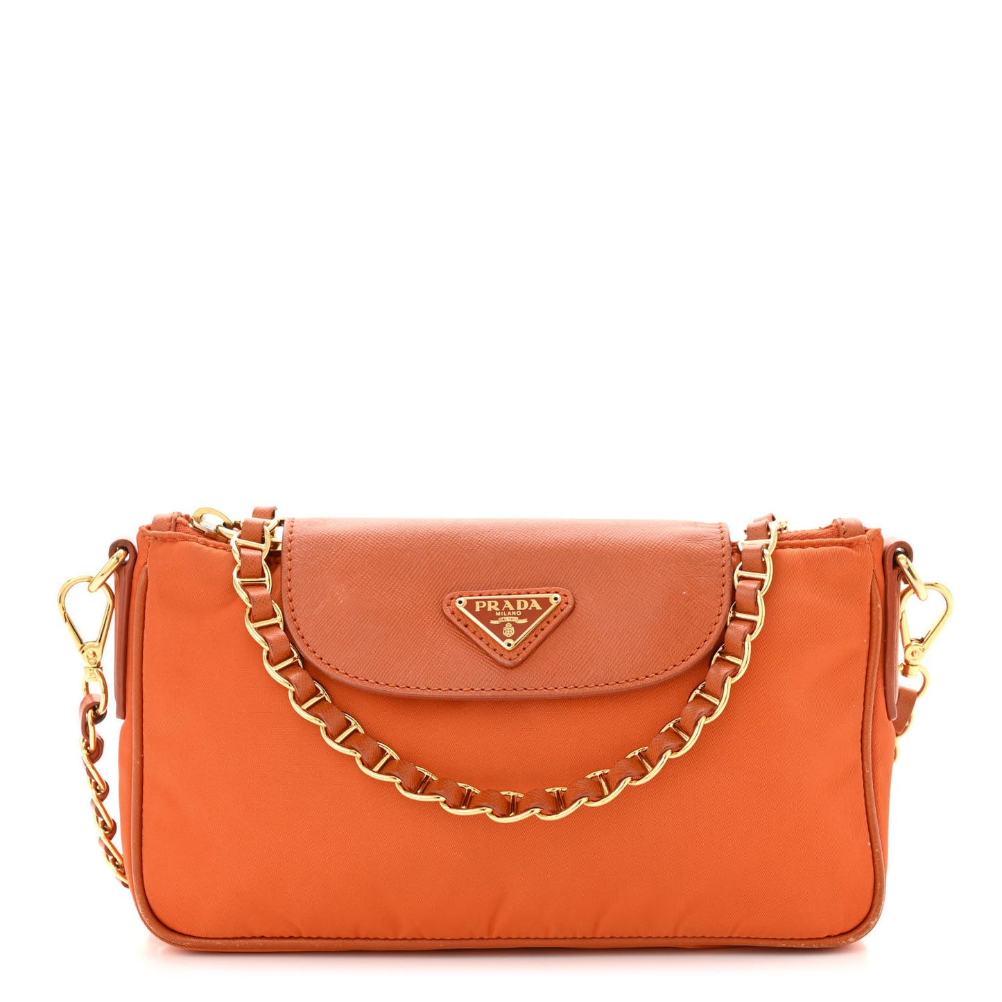 Tessuto Nylon Saffiano Crossbody Bag Papaya