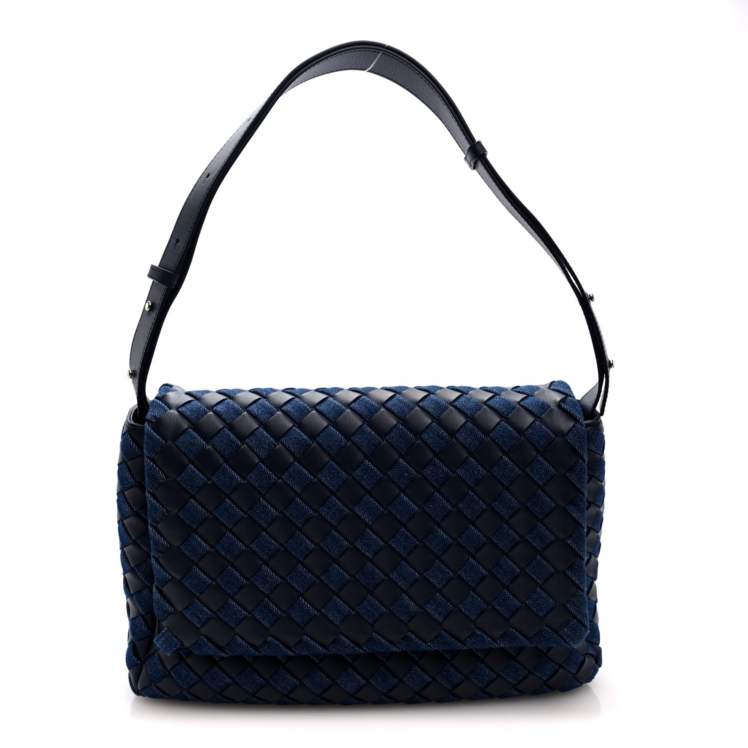 Bottega Veneta Denim Nappa Intrecciato Padded Messenger Abyss Indigo 1 of 9