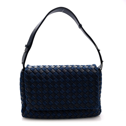 Bottega Veneta Denim Nappa Intrecciato Padded Messenger Abyss Indigo 1 of 9