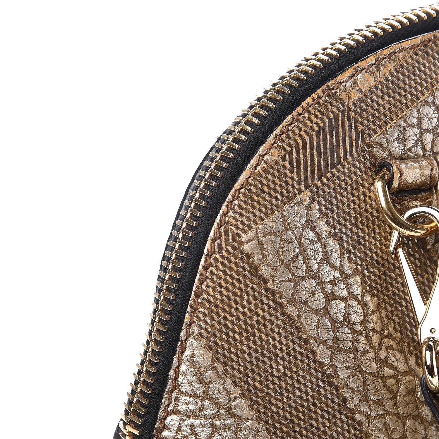 Burberry Metallic Heritage Grain Check Embossed Small Orchard Bowling Bag Gold 10 of 21