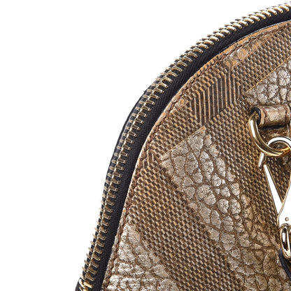 Burberry Metallic Heritage Grain Check Embossed Small Orchard Bowling Bag Gold 10 of 21