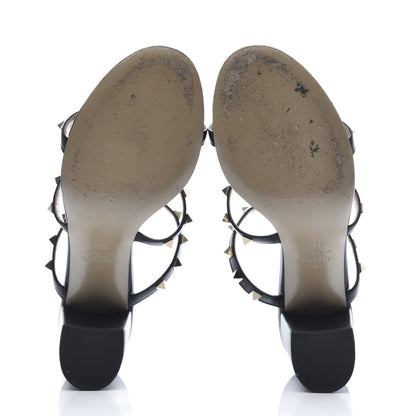 Valentino Garavani Calfskin Rockstud 60mm Caged Slide Sandals 38.5 Black 5 of 9