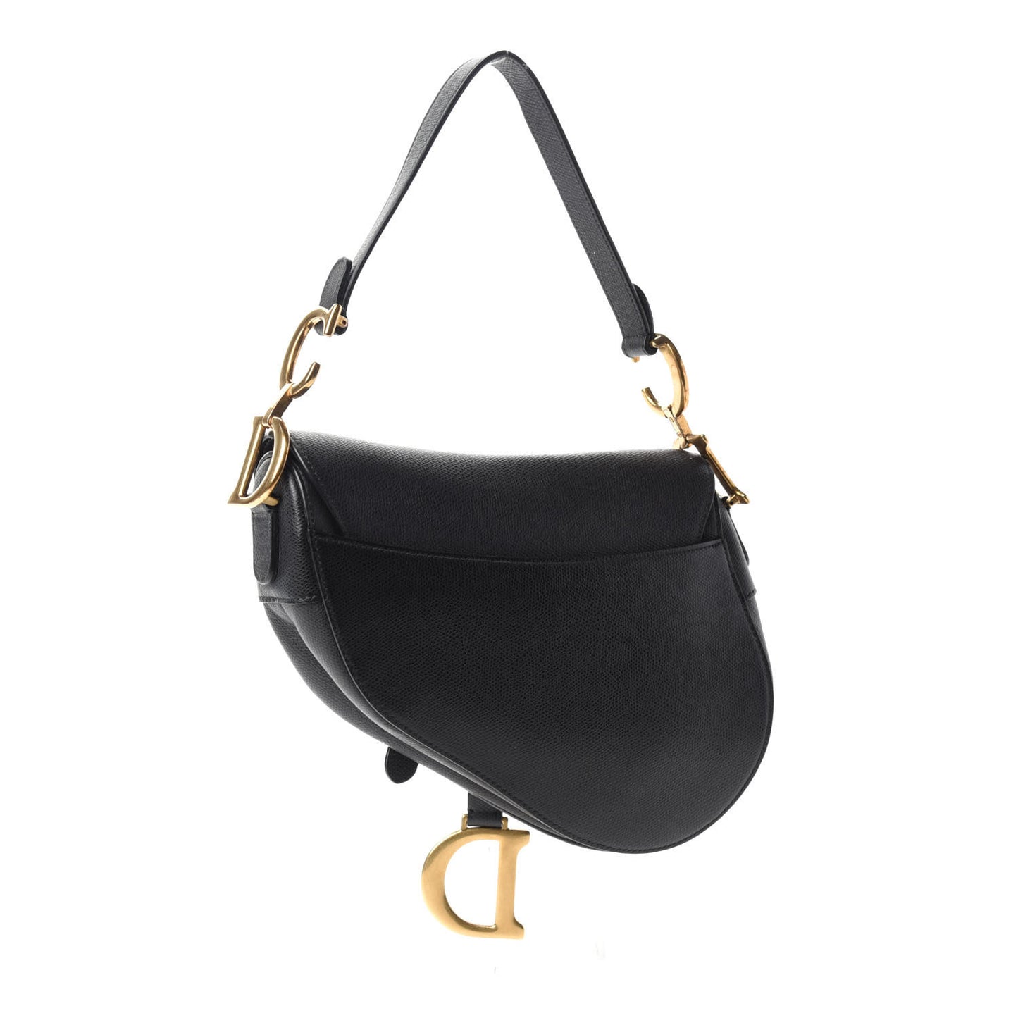 Grained Calfskin Saddle Bag Black