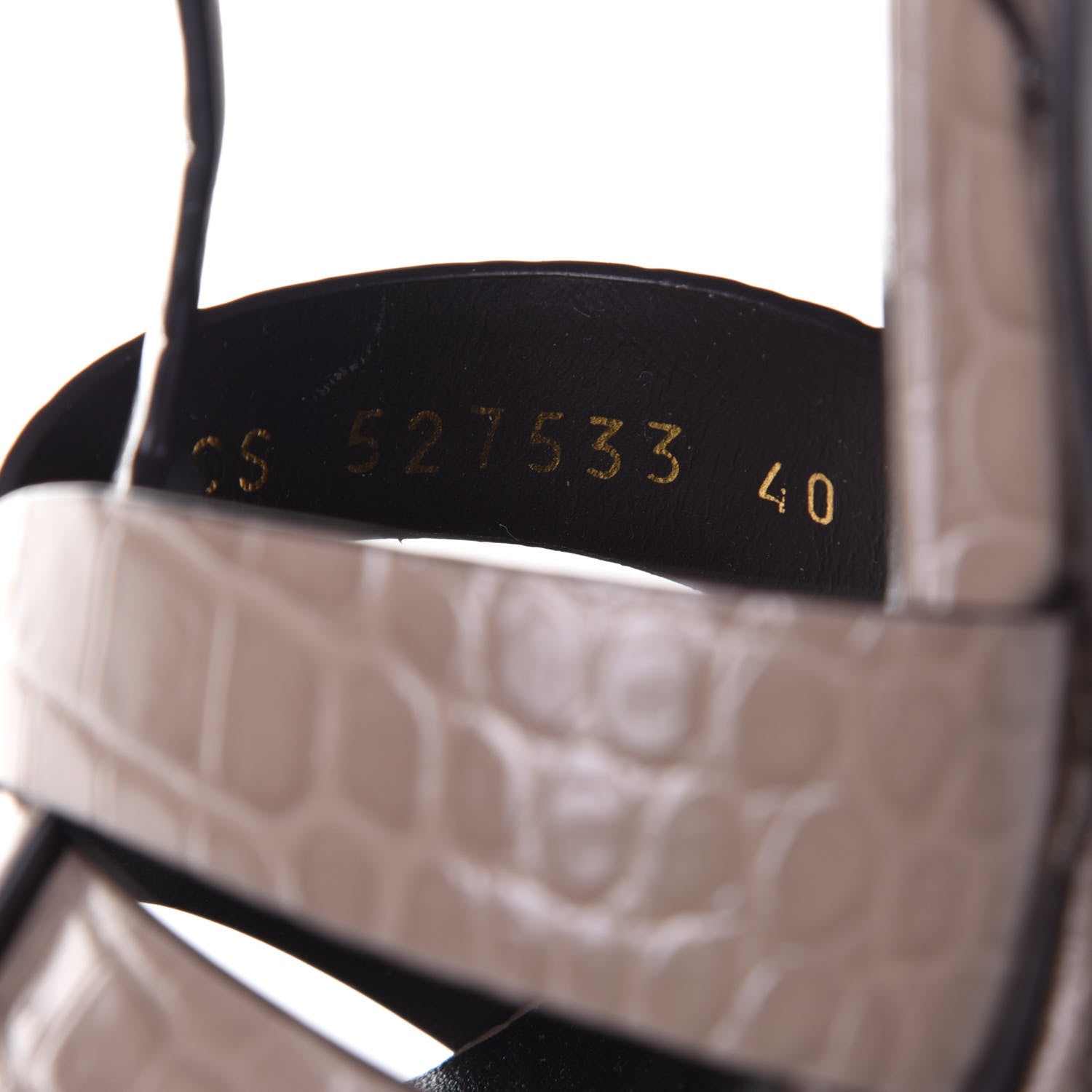 Saint Laurent Calfskin Embossed Crocodile Tribute 105 Platform Sandals 40 Dusty Grey 10 of 11