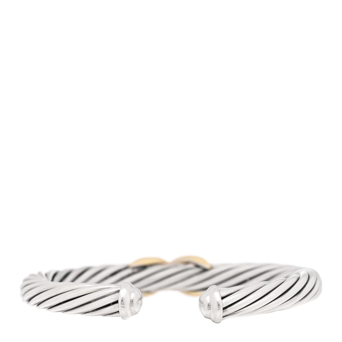 Sterling Silver 14K Yellow Gold 7mm X Station Cable Bracelet
