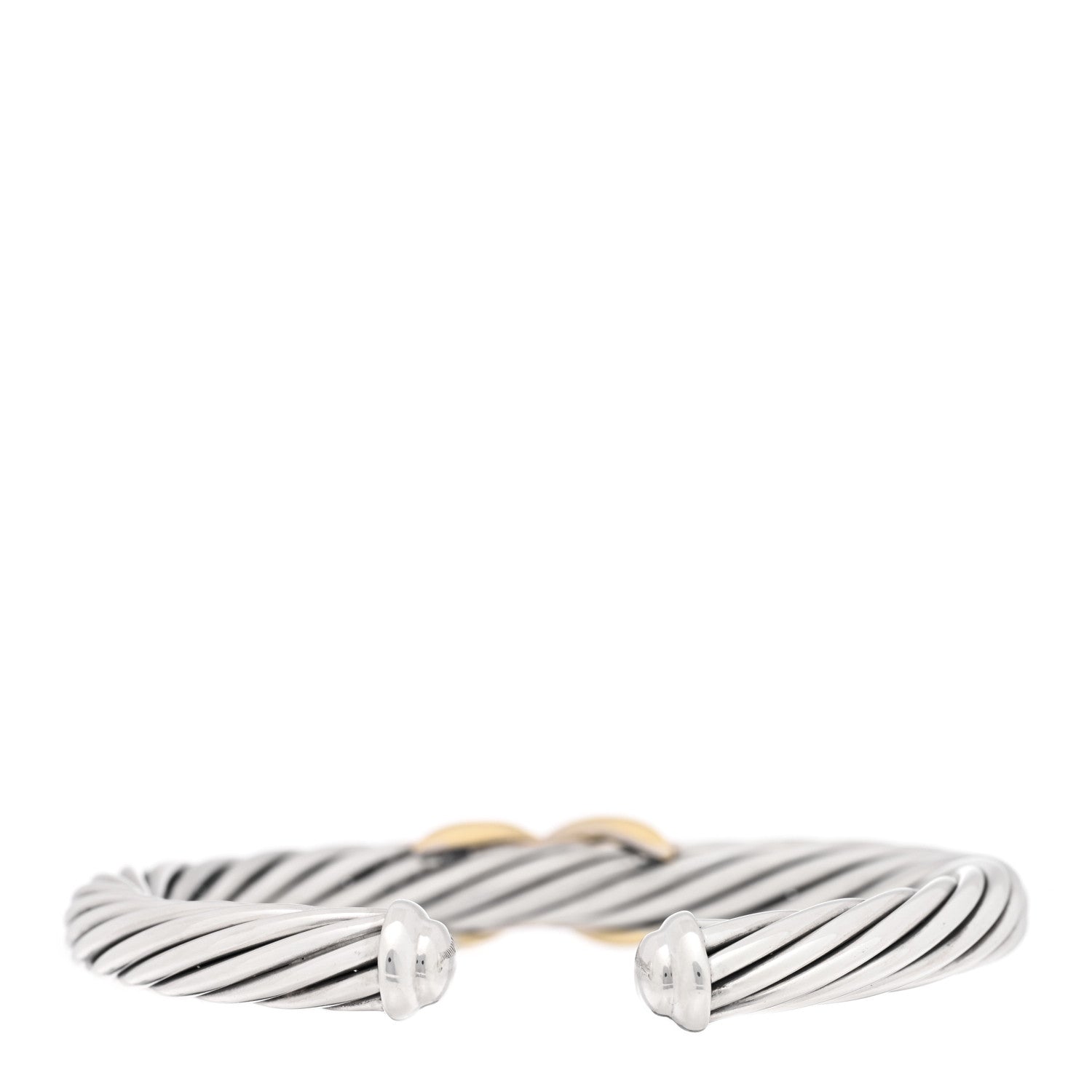 David Yurman Sterling Silver 14K Yellow Gold 7mm X Station Cable Bracelet 2 of 3