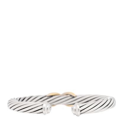 David Yurman Sterling Silver 14K Yellow Gold 7mm X Station Cable Bracelet 2 of 3