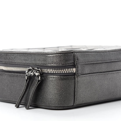 Chanel Metallic Caviar Quilted Medium CC Filigree Vanity Case Dark Silver 6 of 10