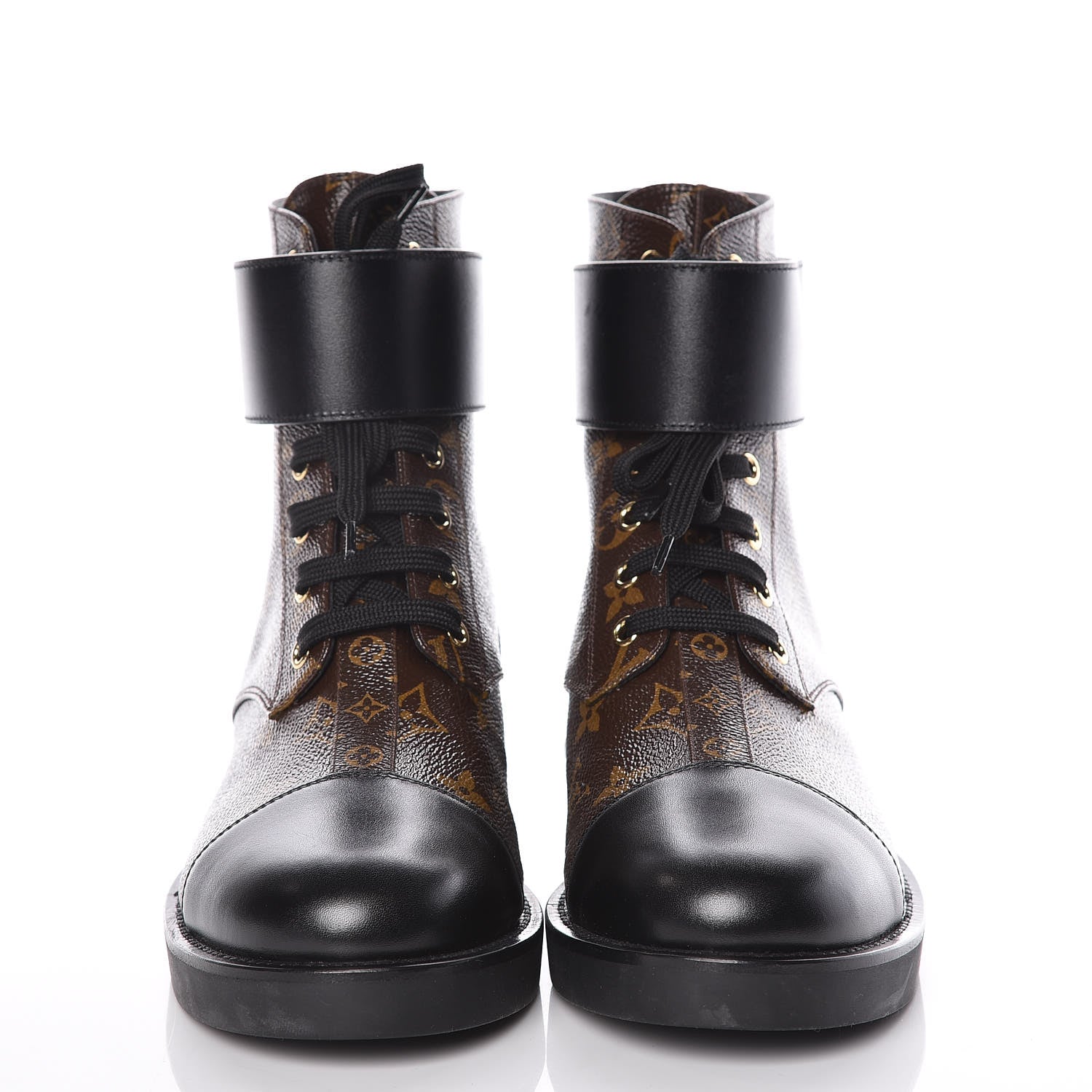 Louis Vuitton Calfskin Monogram Wonderland Flat Ranger Boots 40 Black 2 of 10