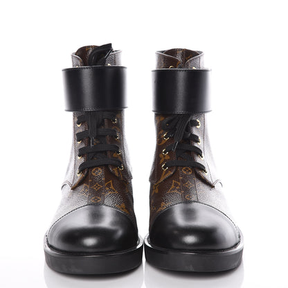 Louis Vuitton Calfskin Monogram Wonderland Flat Ranger Boots 40 Black 2 of 10
