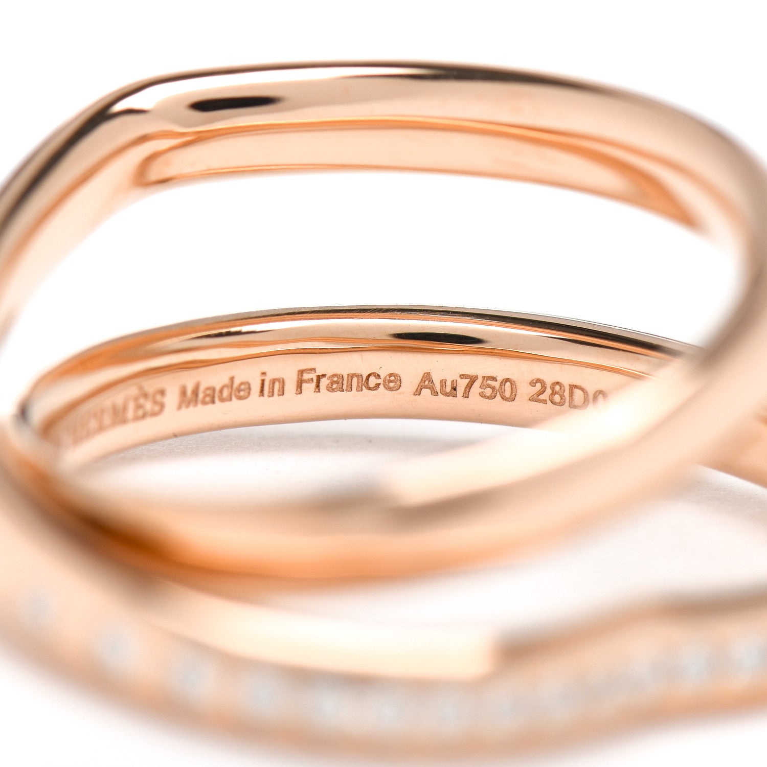 Hermes 18K Rose Gold Diamond Vertige Coeur Ring 51 5.75 5 of 6