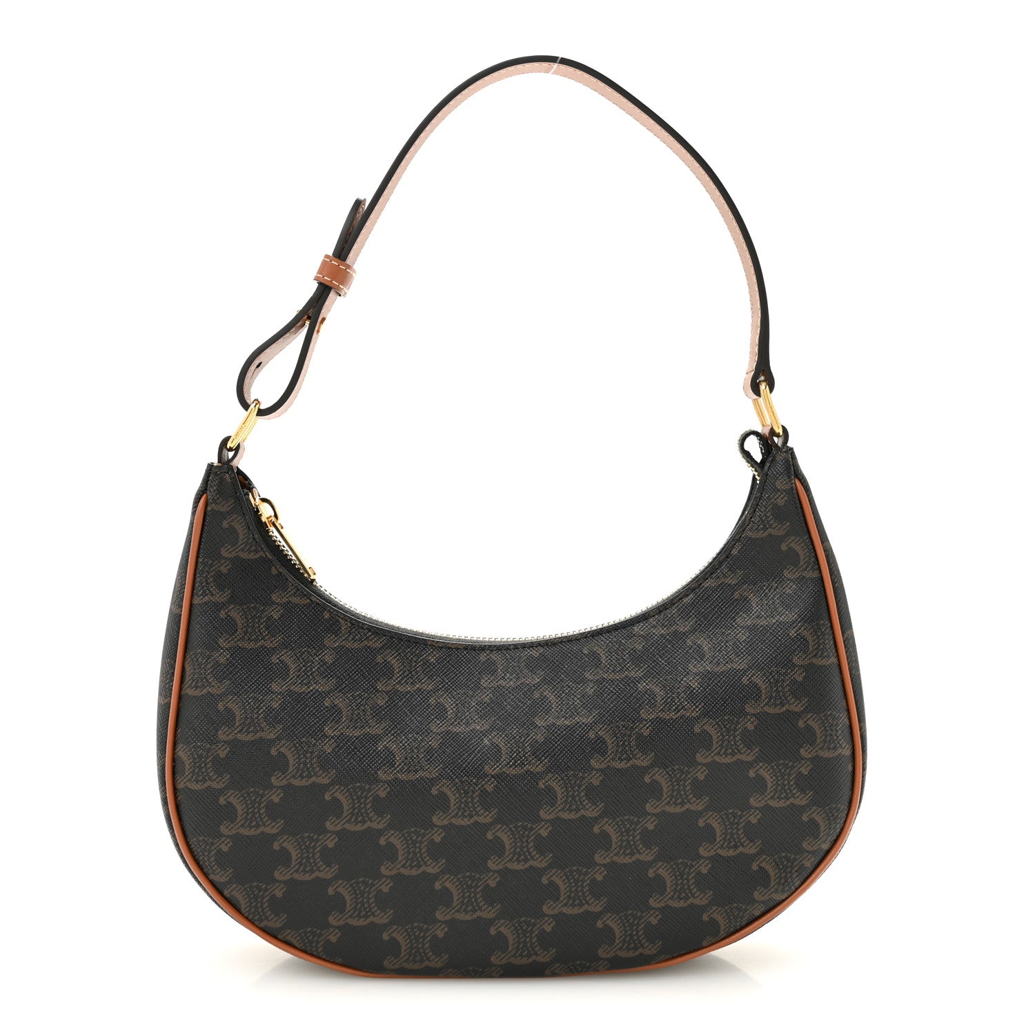 Celine Triomphe Canvas Calfskin Ava Shoulder Bag Tan 1 of 11