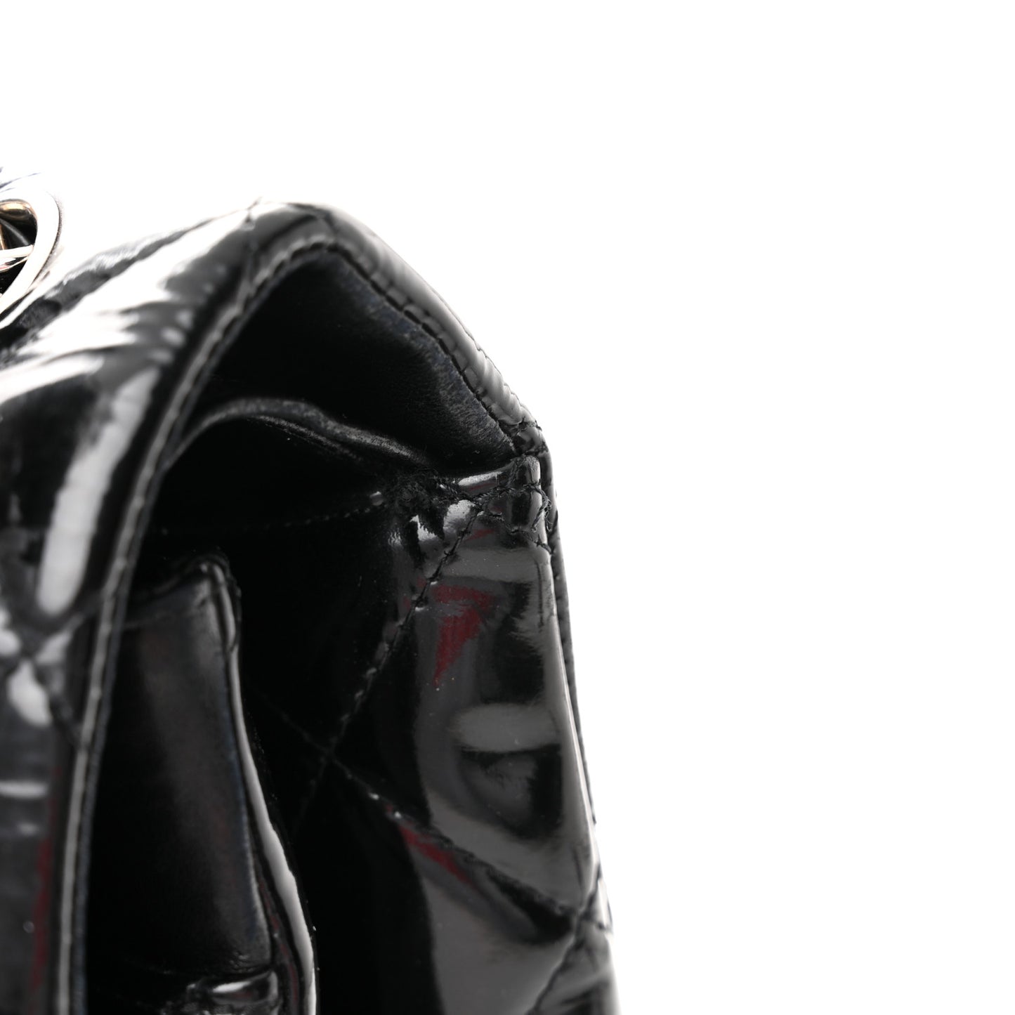 Patent Quilted Maxi Double Flap Black