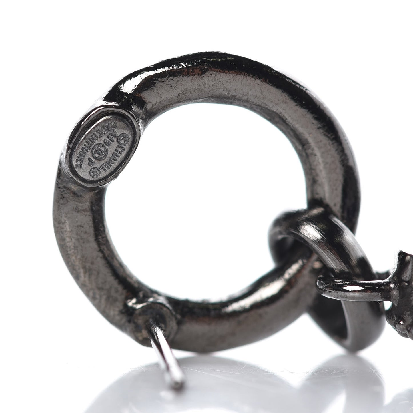 Crystal CC Hoop Drop Earrings Ruthenium