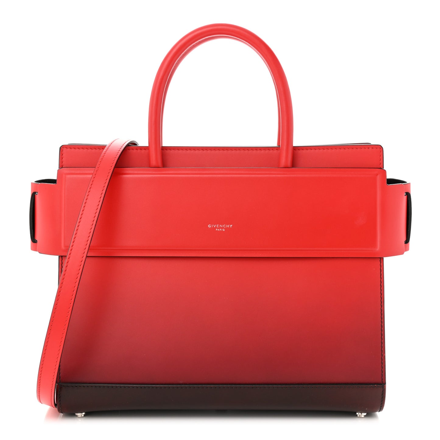 Smooth Calfskin Small Degrade Horizon Satchel Red Black