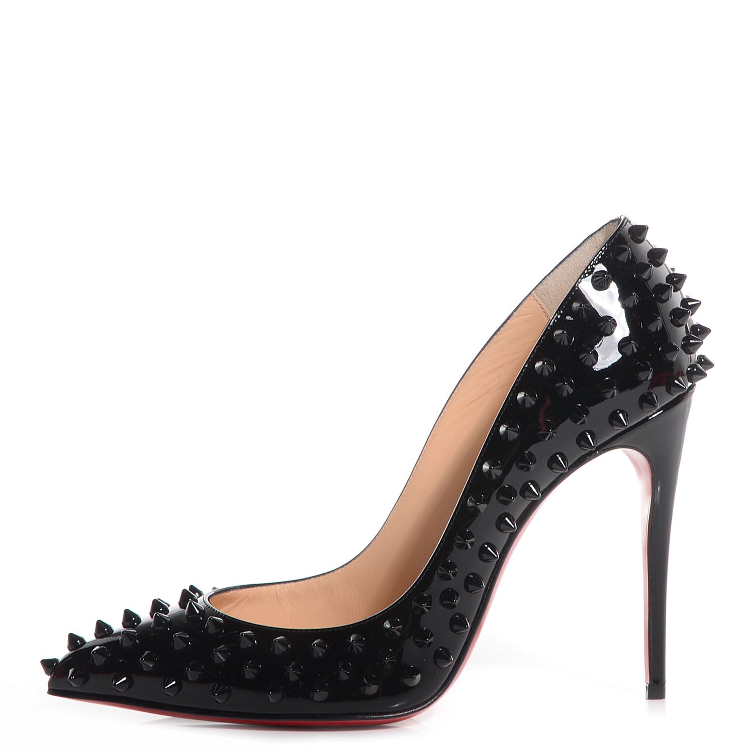Christian Louboutin Patent Follies Spikes 100 Pumps 37 Black 1 of 4