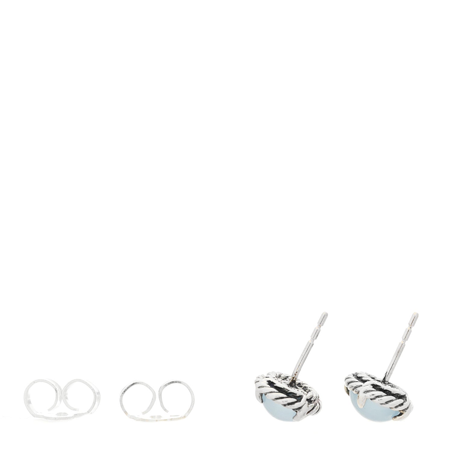 David Yurman Sterling Silver Blue Chalcedony 8mm Chatelaine Earrings 3 of 4