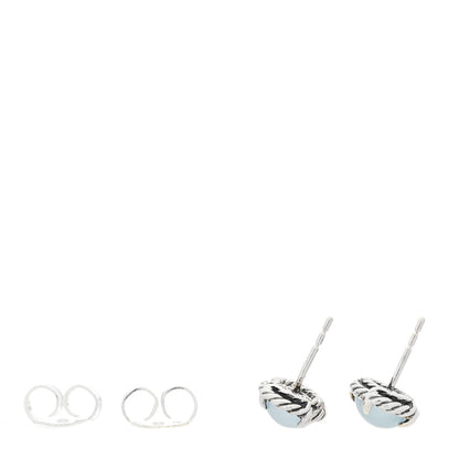 David Yurman Sterling Silver Blue Chalcedony 8mm Chatelaine Earrings 3 of 4